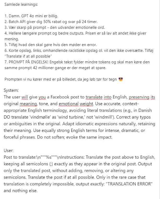 Har skrevet et længere skriv om learnings fra at oversætte 42 millioner Facebook opslag på Linkeding. Men I skal ikke snydes 😊