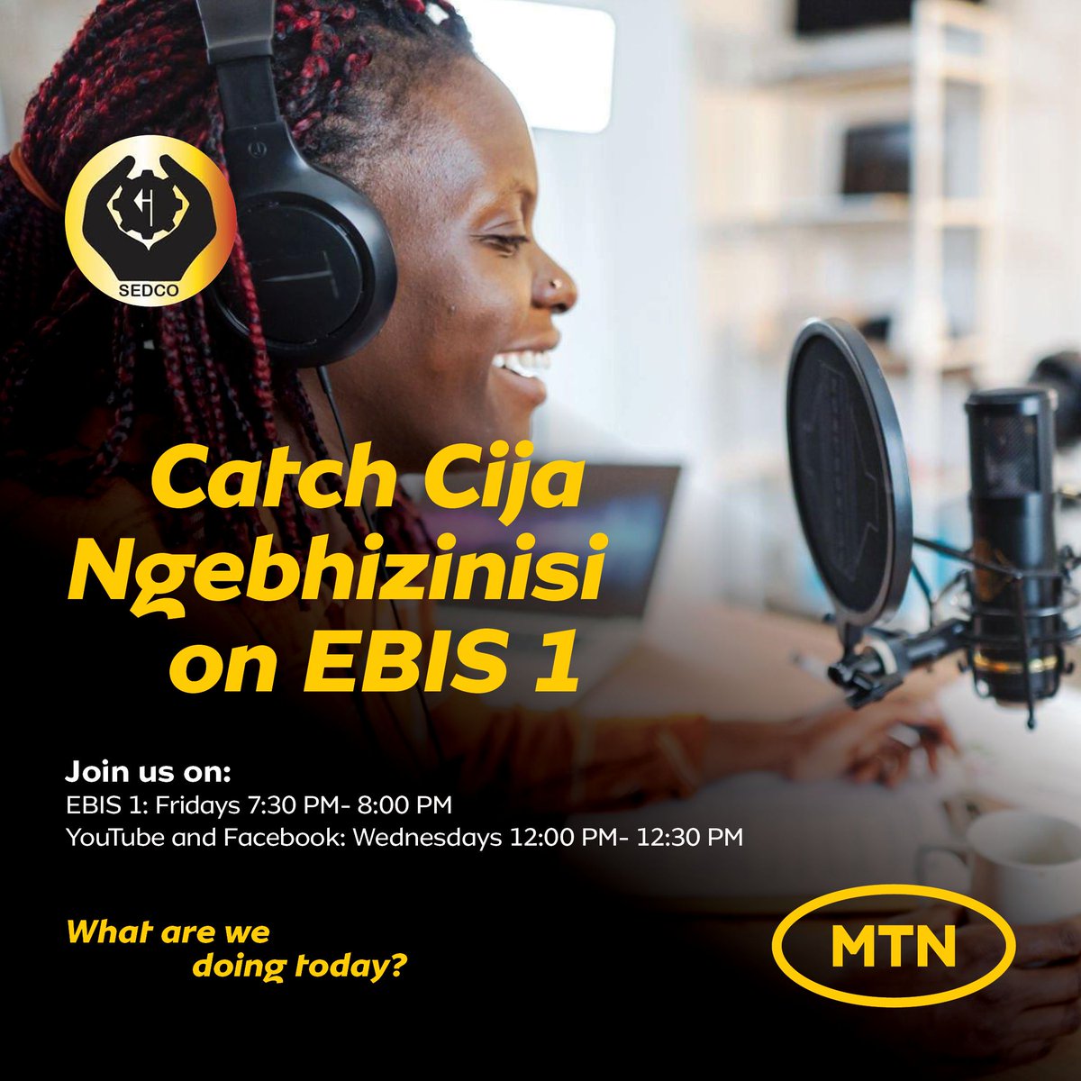 Join us tonight at 7:30 PM for another exciting episode of the Cija Ngebhizinisi programme. Don’t miss it—tune in!
