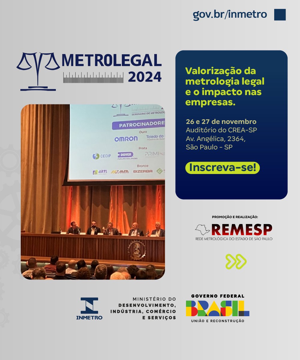 MetroLegal 2024: Participe! Inscreva-se: sympla.com.br/evento/metrole… <a href="/MDICoficial/">MDIC</a>