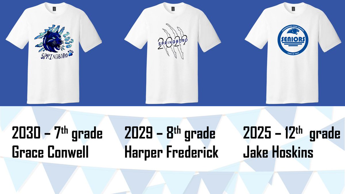 Boro_Boosters's tweet image. 🎉 T-Shirt Design Contest Winners 🎉
Our students&apos; creativity shined in our grade-level t-shirt design contest!
Winning designs are now real t-shirts—available here: borofanstore.company.site 

Thank you to all participants for your talent &amp;amp; spirit! #SpringboroPride #TShirtContest