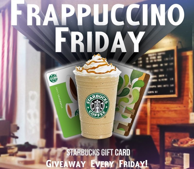JB (@jbfromchicago) on Twitter photo ☕☕FRAPPUCCINO FRIDAY ☕☕
 Just like old times! 
<a href="/Starbucks/">Starbucks</a> is on me
💳💳2 $10 Giftcards💳💳
🍵Follow
🍵RETWEET
🍵Tag a friend & you both win!!!
It's that EASY!!!!
📢 You must follow all the rules!!!
🕙Drawing is at 11A Central TODAY ☕☕FRAPPUCCINO FRIDAY ☕☕
 Just like old times! 
<a href="/Starbucks/">Starbucks</a> is on me
💳💳2 $10 Giftcards💳💳
🍵Follow
🍵RETWEET
🍵Tag a friend & you both win!!!
It's that EASY!!!!
📢 You must follow all the rules!!!
🕙Drawing is at 11A Central TODAY
