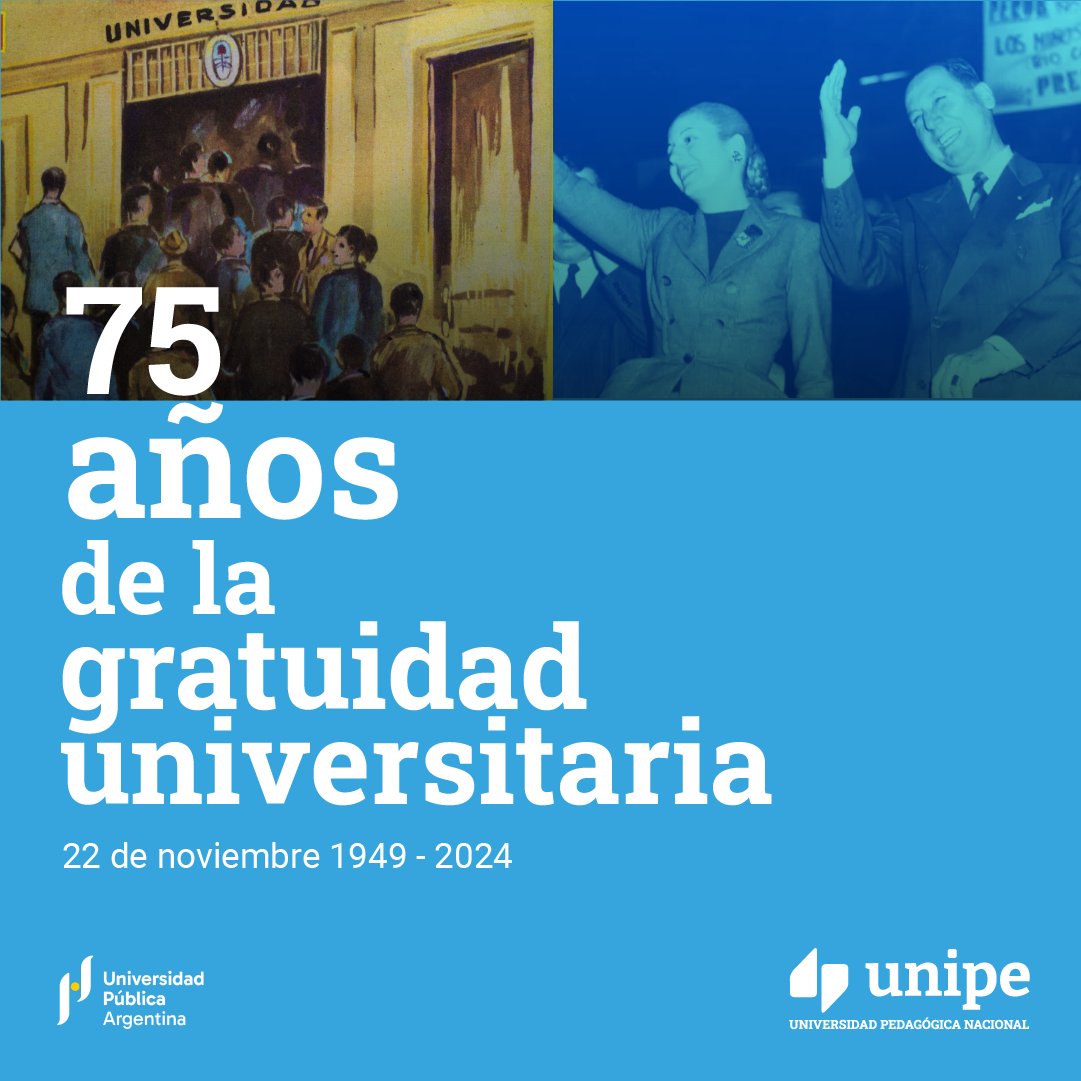 #Efemérides 🗓️

22 de noviembre / 1949 - 2024

75 años de la gratuidad universitaria 🙌📚

#GratuidadUniversitaria