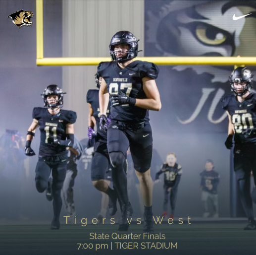 BvilleFB's tweet photo. 📞 all Tiger fans! We need you there tonight. Bundle up, be loud, and support those 🐯. 

Records don’t matter anymore, it’s PLAYOFF 🏈

⌚️6:00 pm gates OPEN, 7:00 pm kickoff 
📍Tiger Stadium, Bentonville 
Bentonville 🐯vs Bentonville West🐺
📺https://t.co/pJNtrf897f

#TigerDNA https://t.co/c4vZQm01IG