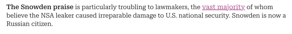 Gabbard nomination in question in considerable part because of her advocacy for Edward Snowden, the defector to Russia who betrayed crucial US national security secrets punchbowl.news/article/senate…