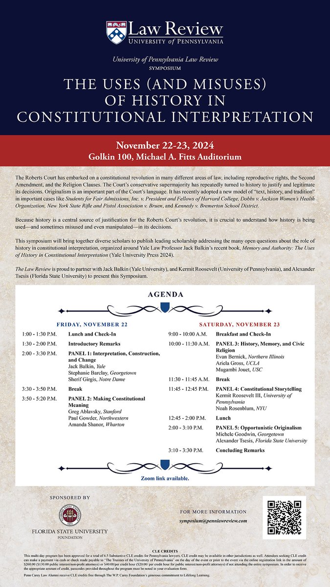 Noah Rosenblum (@narosenblum) on Twitter photo Come hang out with us and the <a href="/PennLRev/">University of Pennsylvania Law Review</a> to talk about the use and misuse of history in constitutional law!! Come hang out with us and the <a href="/PennLRev/">University of Pennsylvania Law Review</a> to talk about the use and misuse of history in constitutional law!!