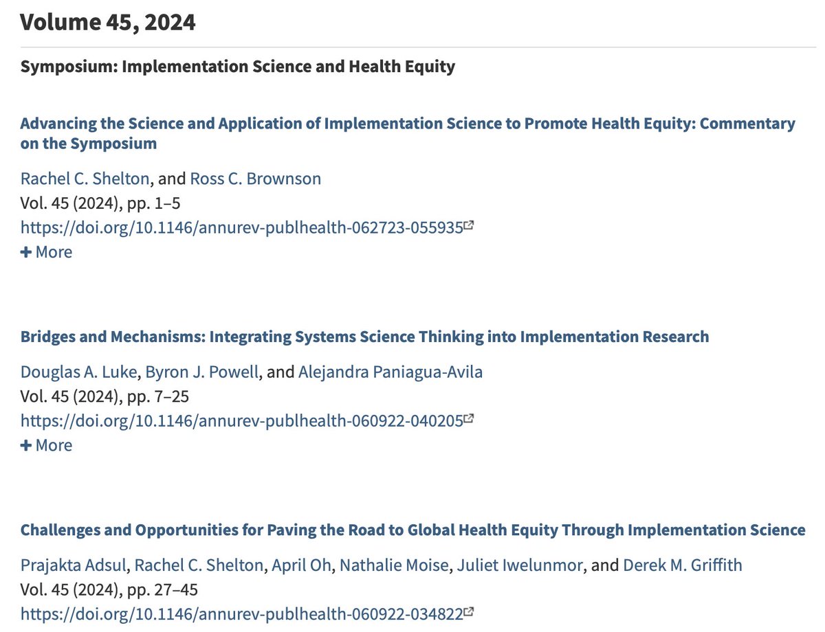 Dr. Rachel Shelton (@drrachelshelton) on Twitter photo 1/ Proud of our Symposium on #ImpSci & Health Equity that Ross Brownson & I led as Associate Editors of ARPH, open access on <a href="/AnnualReviews/">Annual Reviews</a> annualreviews.org/content/journa…. Excellent pieces on System Sci & ImpSci, Global Health Equity, Participatory Imp Sci, Adaptive Designs, Env Justice 1/ Proud of our Symposium on #ImpSci & Health Equity that Ross Brownson & I led as Associate Editors of ARPH, open access on <a href="/AnnualReviews/">Annual Reviews</a> annualreviews.org/content/journa…. Excellent pieces on System Sci & ImpSci, Global Health Equity, Participatory Imp Sci, Adaptive Designs, Env Justice