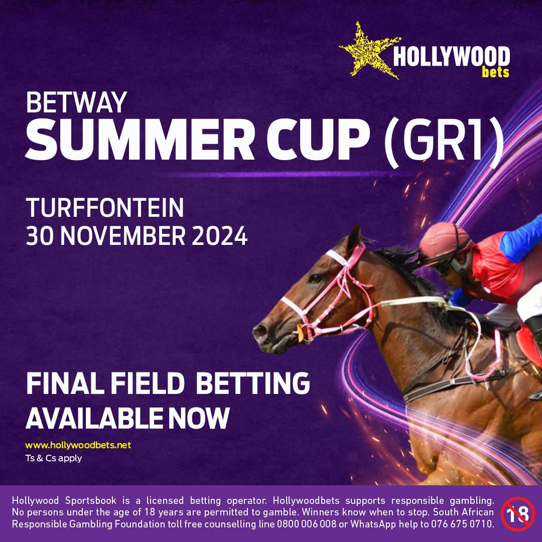 Hollywoodbets's tweet photo. Final Field Betting for the Betway Summer Cup Gr1 is now available!🏇
#HWBTWT #SummerCup #FinalField #HorseRacing https://t.co/zgurdRfMj0