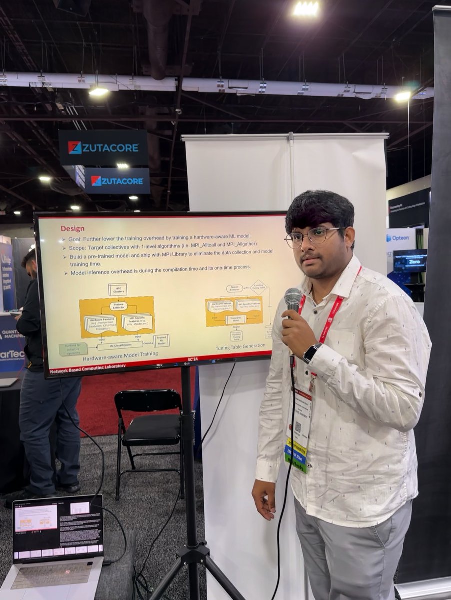 mvapich's tweet image. Today, we shout out Chen-Chun Chen of the @mvapich team for his novel designs for MVAPICH on Intel GPUs, Goutham Kuncham for his work on pre-trained models for efficient algorithm selection, and Nick Contini for his novel work on FPGAS+MPI!

#mpi #gpu #sc24 #ai #fpga #mvapich