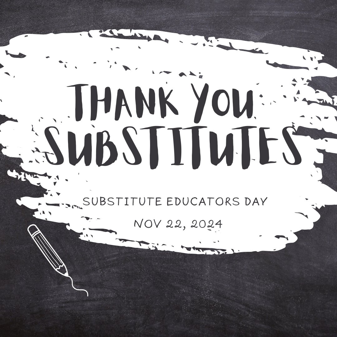 Today, we celebrate the amazing substitute teachers who step in with energy, creativity, and dedication. Whether it’s keeping lessons on track, introducing new perspectives, or offering a calming presence when it’s needed most — our subs are always there to save the day! 🎒🍎✏️