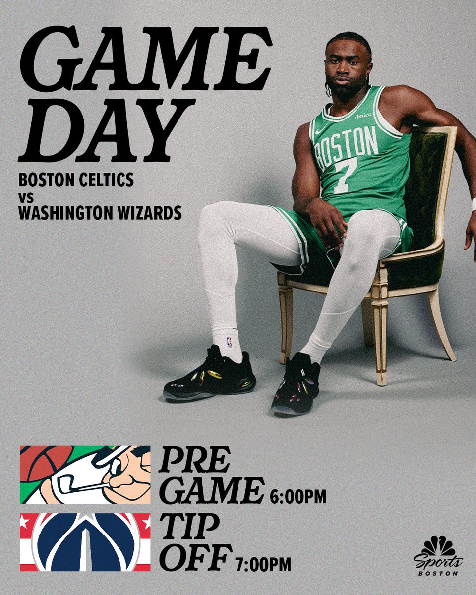 Gameday ☘️ The Celtics are on the road in D.C. 

Pregame Live starts at 6pm on NBC Sports Boston 📺
