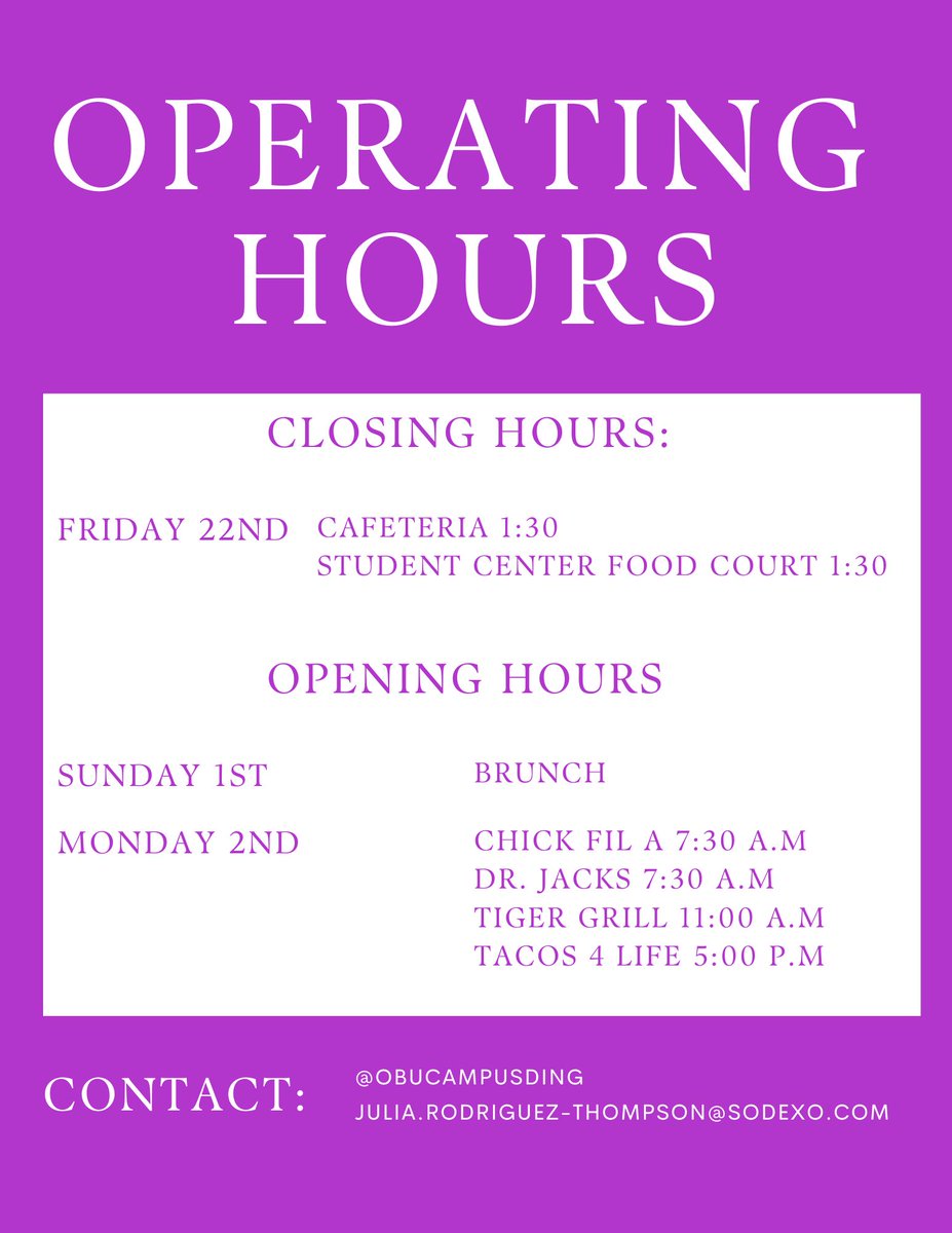 OBU Campus Dining (@obucampusdining) on Twitter photo 