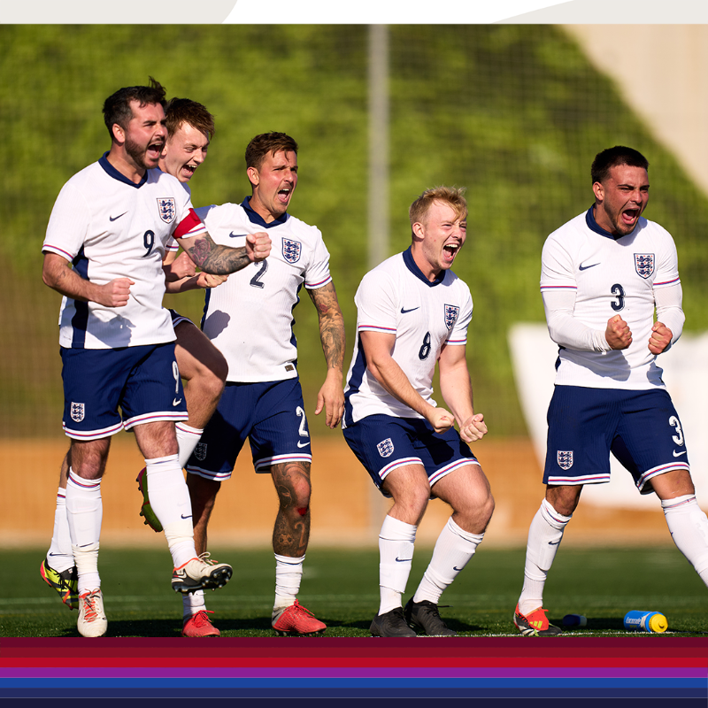 England's tweet photo. A penalty shootout win against Argentina to secure fifth place at the @ifcpf World Cup for our England Cerebral Palsy side! 👊