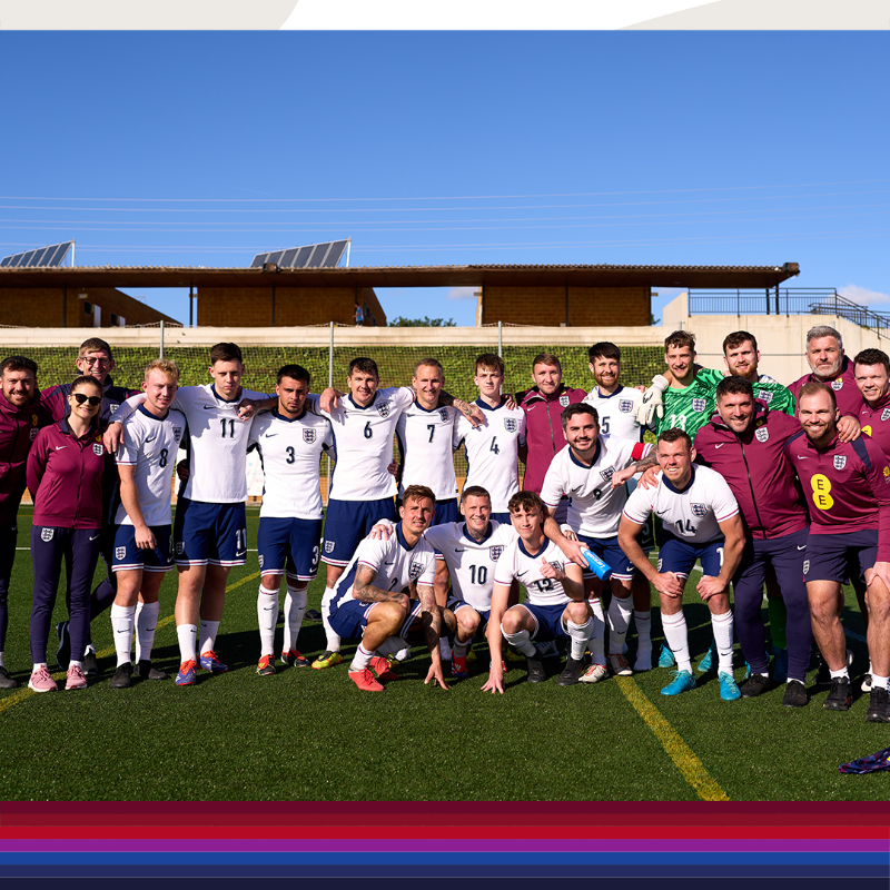 England's tweet photo. A penalty shootout win against Argentina to secure fifth place at the @ifcpf World Cup for our England Cerebral Palsy side! 👊