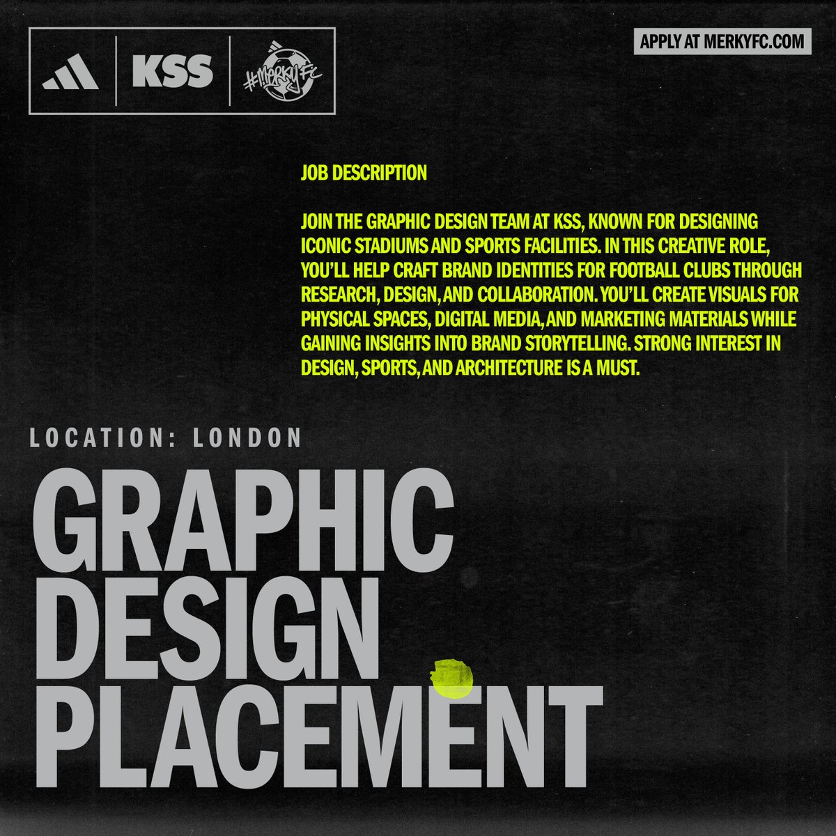 We are proud to be participating in the #MerkyFC initiative programme for a third year in collaboration with #Stormzy and <a href="/adidasUK/">adidas UK</a> 

Applications are now open for our Graphic Design role at merkyfc.com

#ChangingTheGame #MerkyFCSeason3 #jobs #careers #graphicdesign