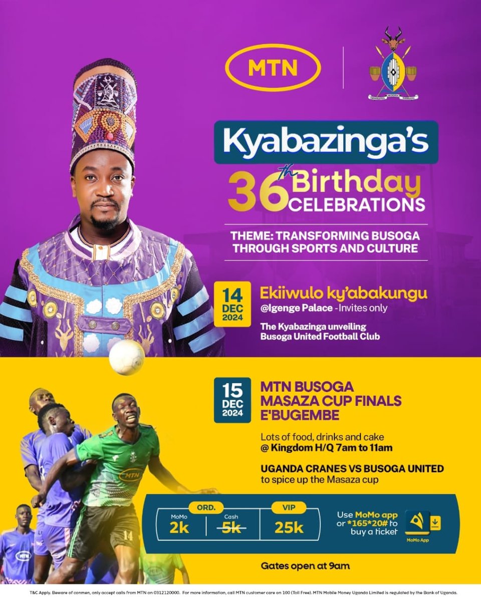 Al-Hajj Ahmed Osman Noor (@owekosman) on Twitter photo My fellow Basoga and friends of Busoga, I invite you to join us this December for two remarkable celebrations in Busoga.
On December 14th, we will honour His Majesty <a href="/KingNadiopeIV/">Kyabazinga of Busoga</a>’s 36th birthday with an exclusive celebration at Igenge Palace. The excitement continues on My fellow Basoga and friends of Busoga, I invite you to join us this December for two remarkable celebrations in Busoga.
On December 14th, we will honour His Majesty <a href="/KingNadiopeIV/">Kyabazinga of Busoga</a>’s 36th birthday with an exclusive celebration at Igenge Palace. The excitement continues on