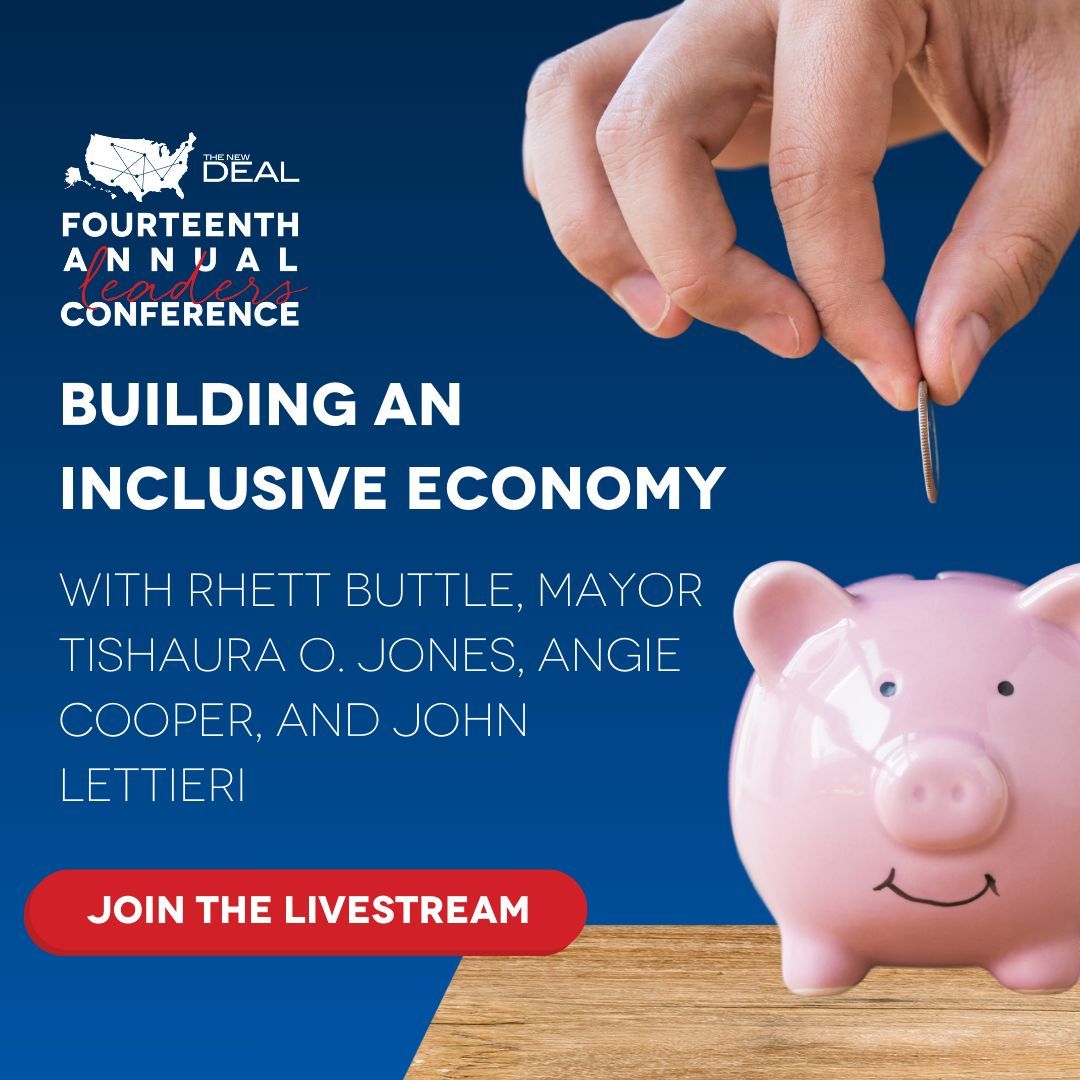 NewDEALLeaders's tweet image. We’re starting our morning with a discussion on building inclusive economies moderated by @PubPrivStrat’s @rhettbuttle, and featuring #NewDEALer @saintlouismayor, @HeartlandFwd’s @cooperangieb, and @InnovateEconomy’s @LettieriDC. Join us here: 📺 newdealleaders.org/event/14th-ann…