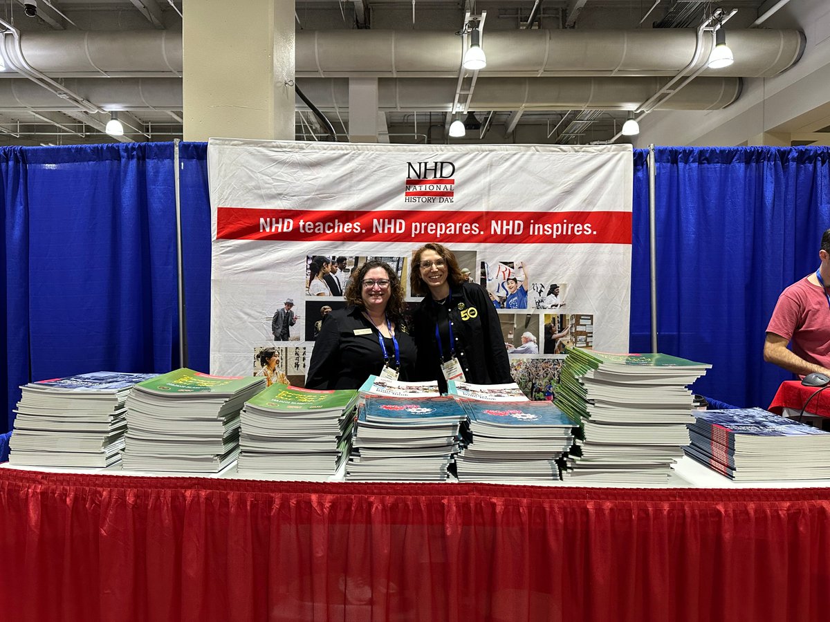 NationalHistory's tweet image. NHD's #NCSS2024 booth is open until 6pm today! Come see Lynne and Alaina at booth 331!🥳 #sschat #edchat