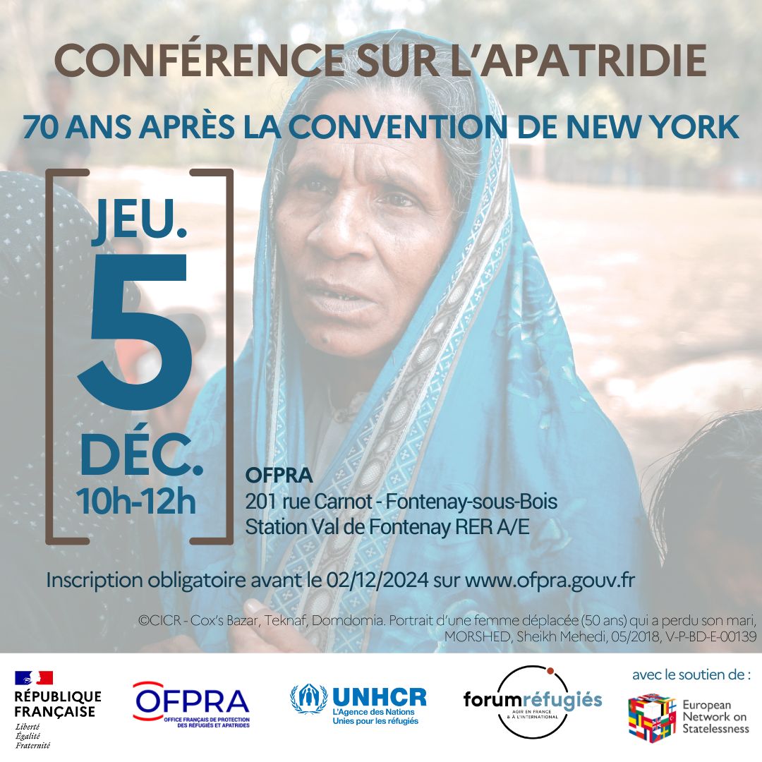 📢 À l'occasion des 70 ans de la convention de New York relative au statut des apatrides, nous organisons avec <a href="/UNHCRfrance/">Le HCR en France</a> &amp; l'<a href="/Ofpra/">Ofpra</a>, une #conférence sur l'#apatridie, afin de découvrir ses multiples #causes &amp; de mieux comprendre ses #défis contemporains. 
🗓️Jeudi 5 décembre.