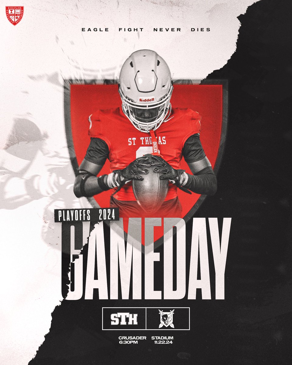 STHFootball's tweet photo. Round 2 is upon us and we’ll be making that trip to Austin, TX in a few hours. Looking for the opportunity to return to the Semi-Finals. Let’s Go!! @STHCatholic 

Recap from last week in the comments https://t.co/iYMQZWbrsC