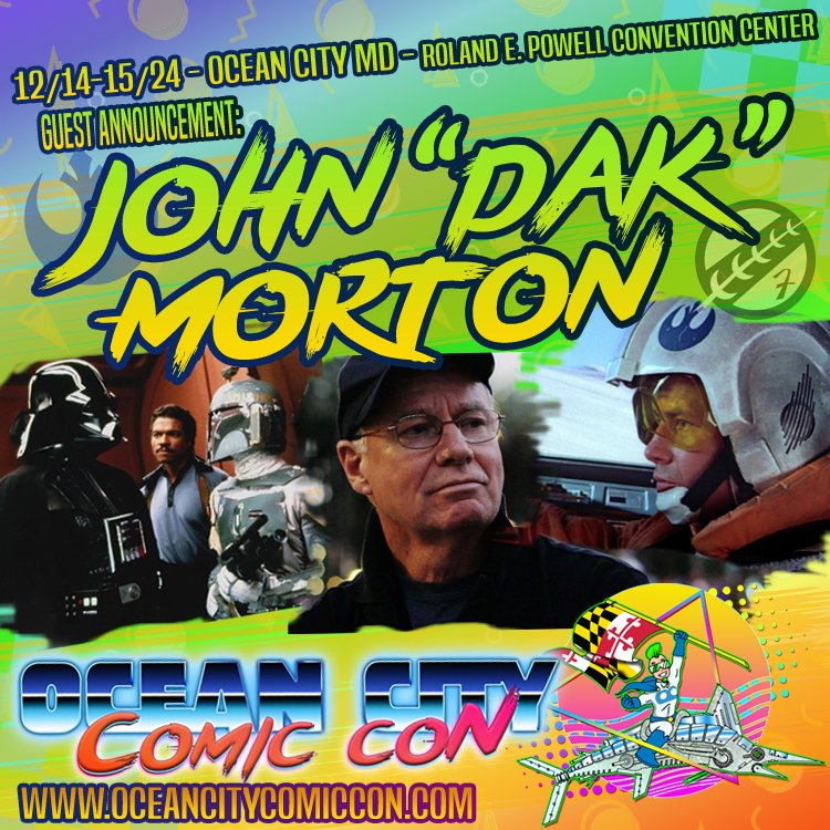 ⭐The Force is with us! Give a galactic welcome to John "Dak" Morton!⭐ John played Dak Ralter, Luke’s Tail Gunner on Hoth &amp; Boba Fett on Bespin in The Empire Strikes Back.  Tix, socials, + linktr.ee/OceanCityComic…
#starwars #dak #BobaFett #theempirestrikesback
#OceanCityComicCon