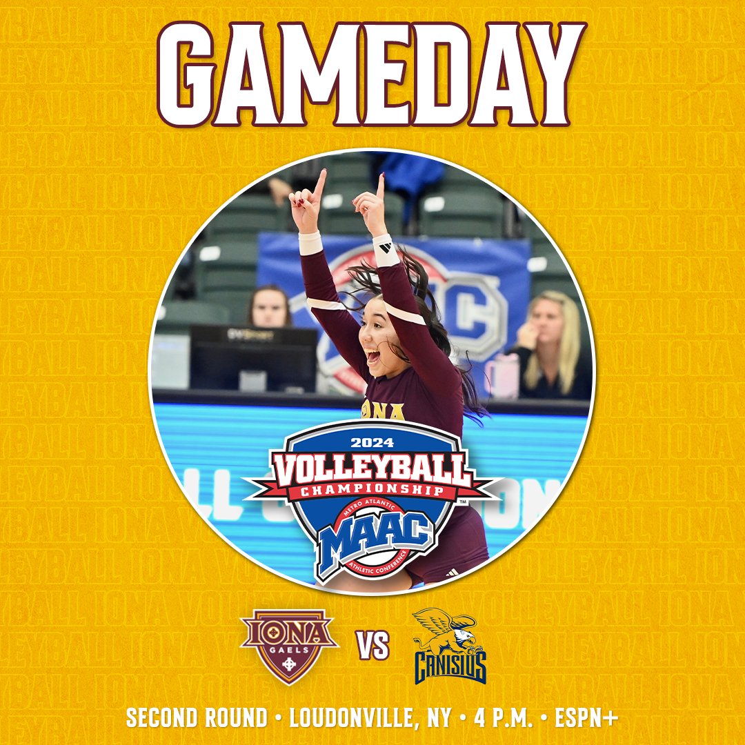 𝐆𝐀𝐌𝐄𝐃𝐀𝐘: Round 2️⃣ 

🆚: Canisius
⏰: 4:00 p.m.
📍: Loudonville, NY
📊: ionagaels.com/livestats
📺: ESPN +

#GaelNation #MAACVB