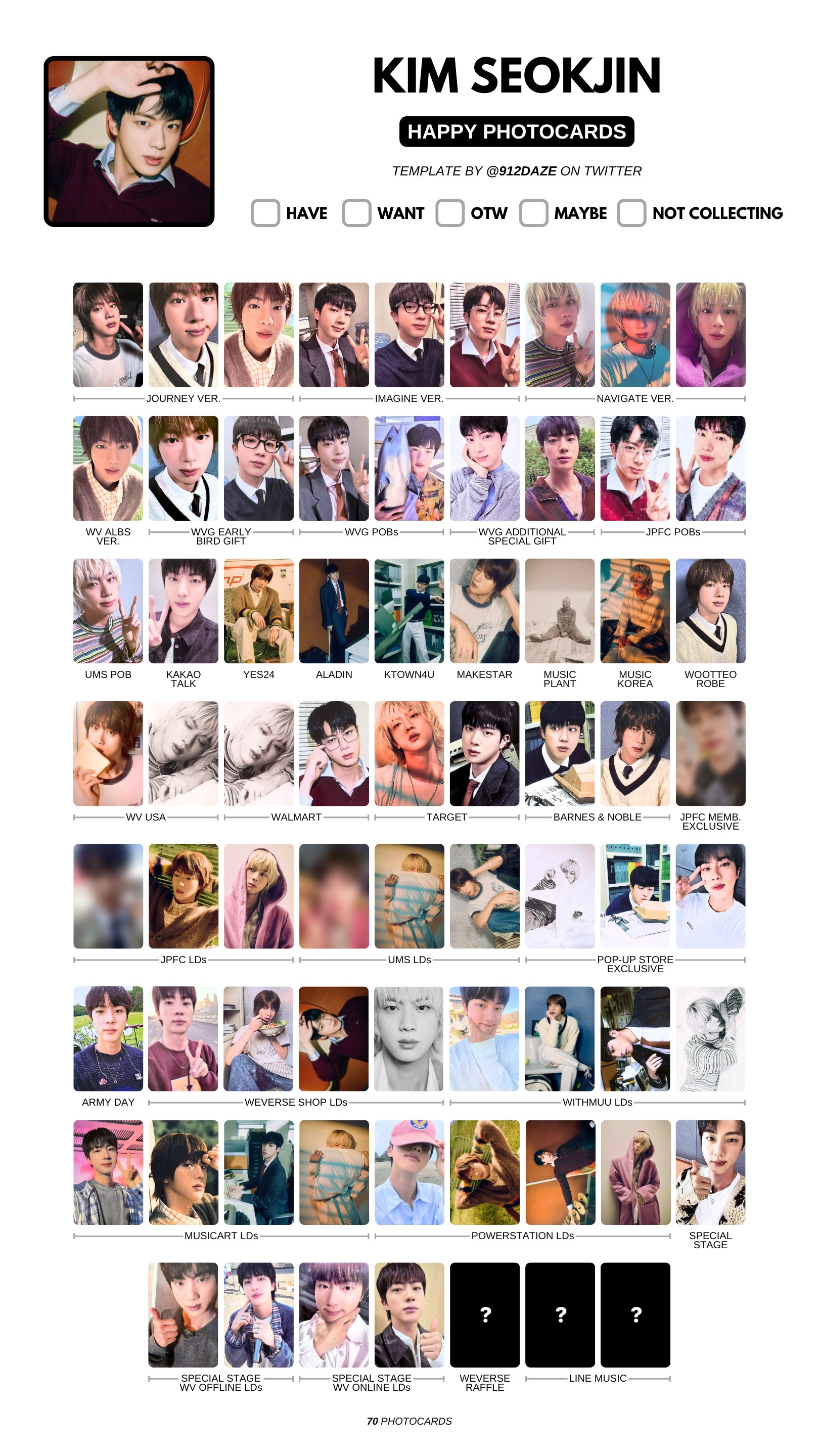 BTS JIN - 1st Solo Album [ Happy ] weverse POB Photocard | eBay