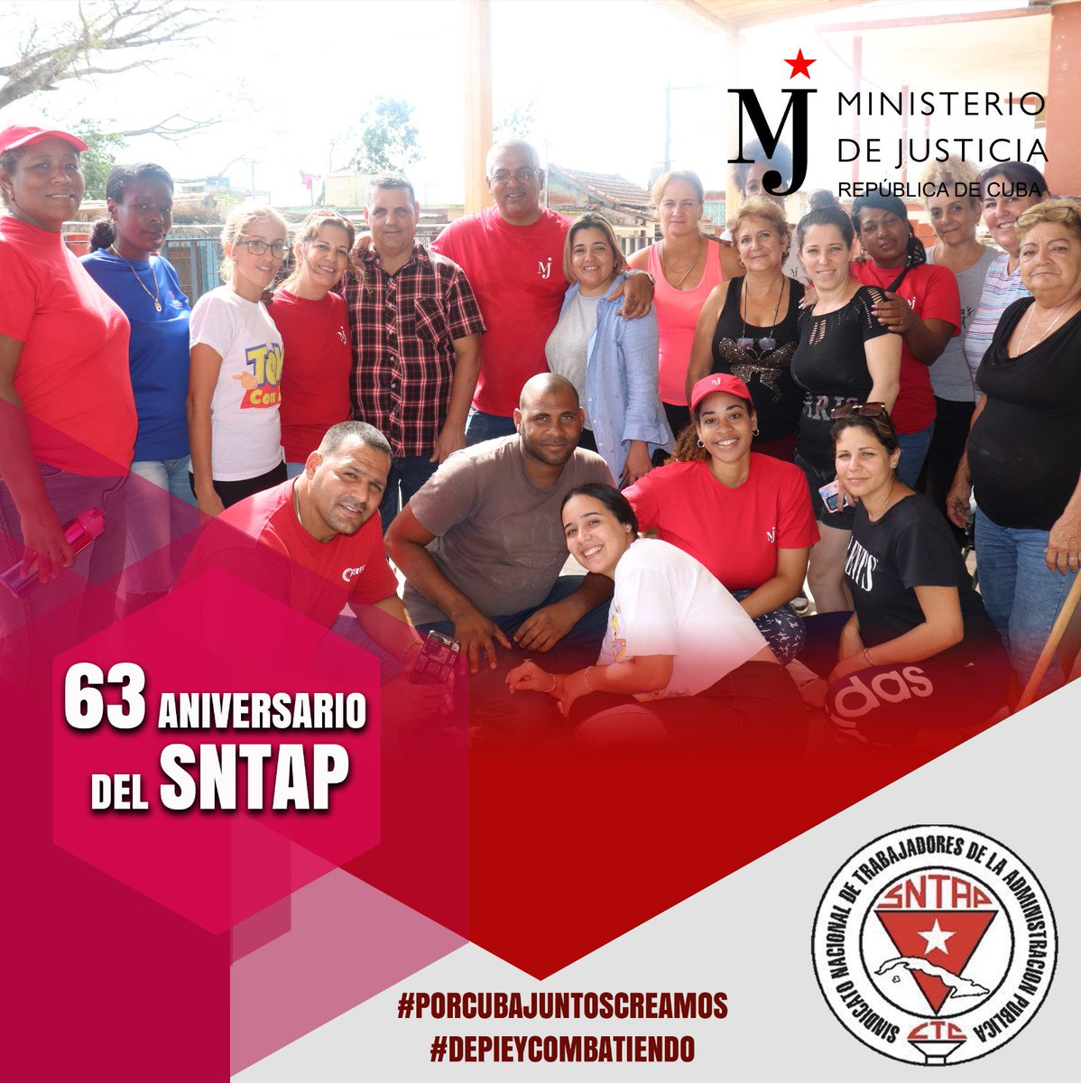 📢 Mañana sábado 23 de noviembre de 10:00am a 12:00 pm, los trabajadores del sistema del <a href="/Minjus_Cuba/">Ministerio de Justicia de la República de Cuba</a>  celebraremos el aniversario 63 del Sindicato de Trabajadores de la Administración Pública‼️

Estamos #DePieYCombatiendo 🇨🇺