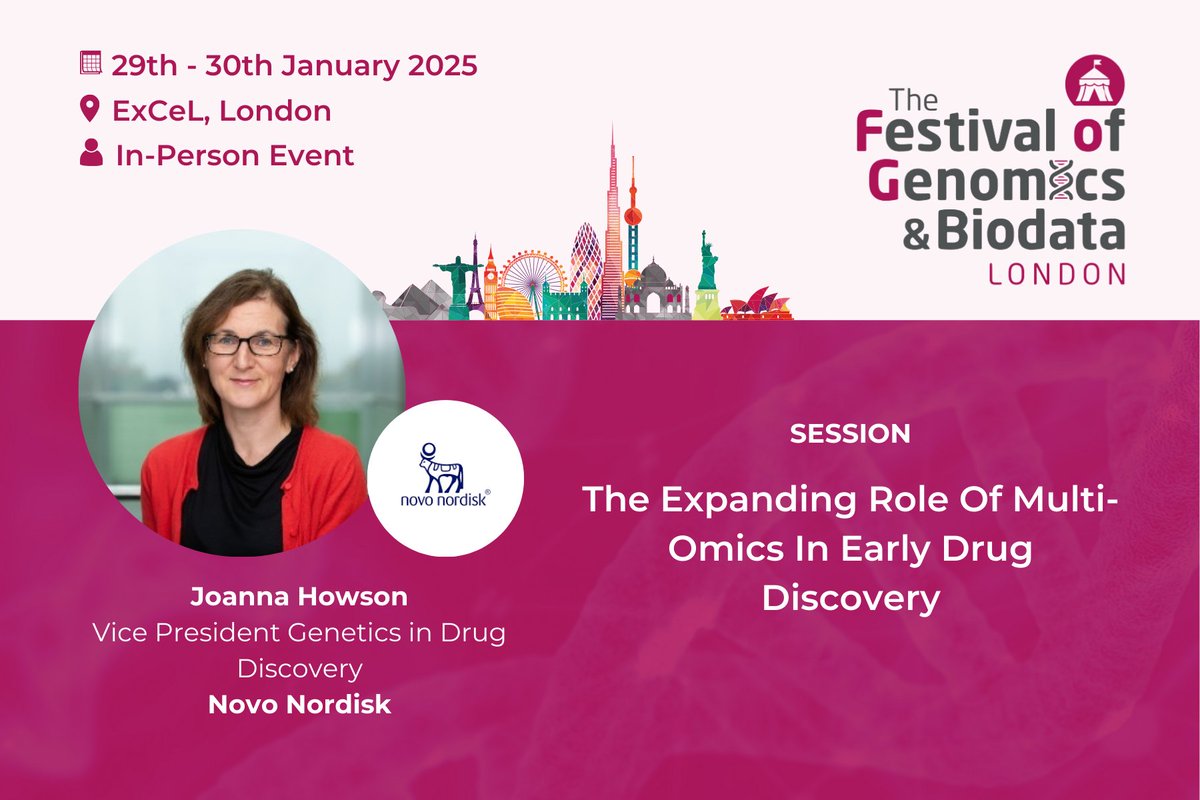 Interested in hearing about the role of #multiomics in early drug discovery? @JoannaHowson (Vice President Genetics in Drug Discovery, @NovoNordisk) will be addressing this topic at #FOG2025! Register now: hubs.la/Q02WkN510 #FOG2025