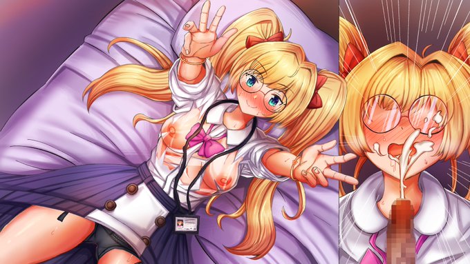 金髪ツインテ丸メガネちゃん #金髪ツインテ #丸メガネ 