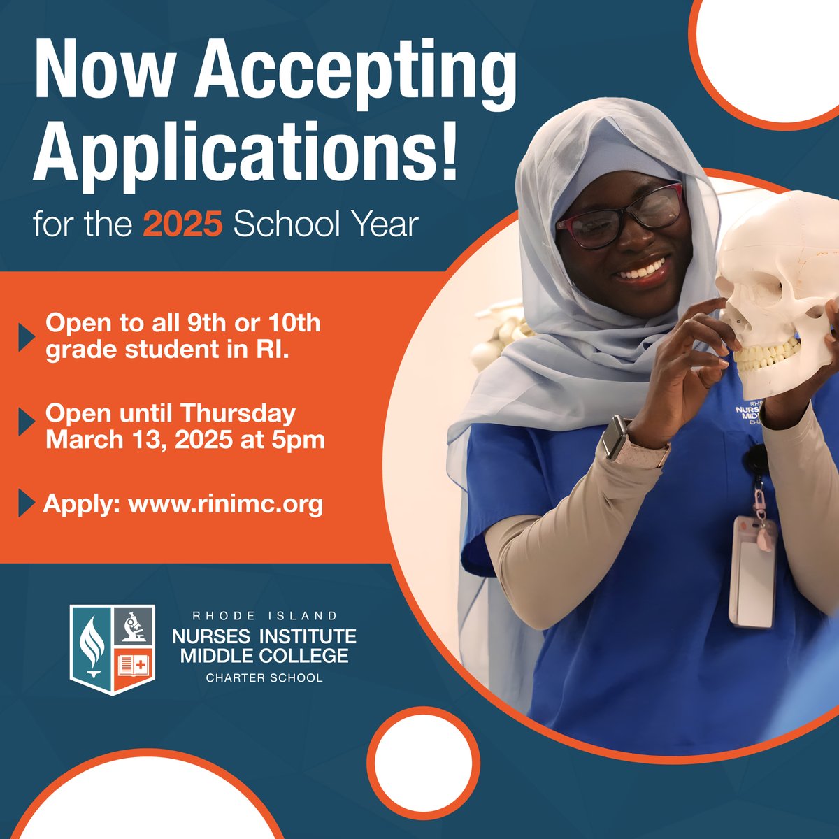 🎓 The application for the Rhode Island Nurses Institute Middle College Charter High School (RINI) is officially OPEN! 🚨

RI 9th &amp; 10th graders: Get FREE college credits, paid internships, CNA/EMT licenses &amp; more!

📅 Deadline: March 13, 2025
Apply: enrollri.org/charter