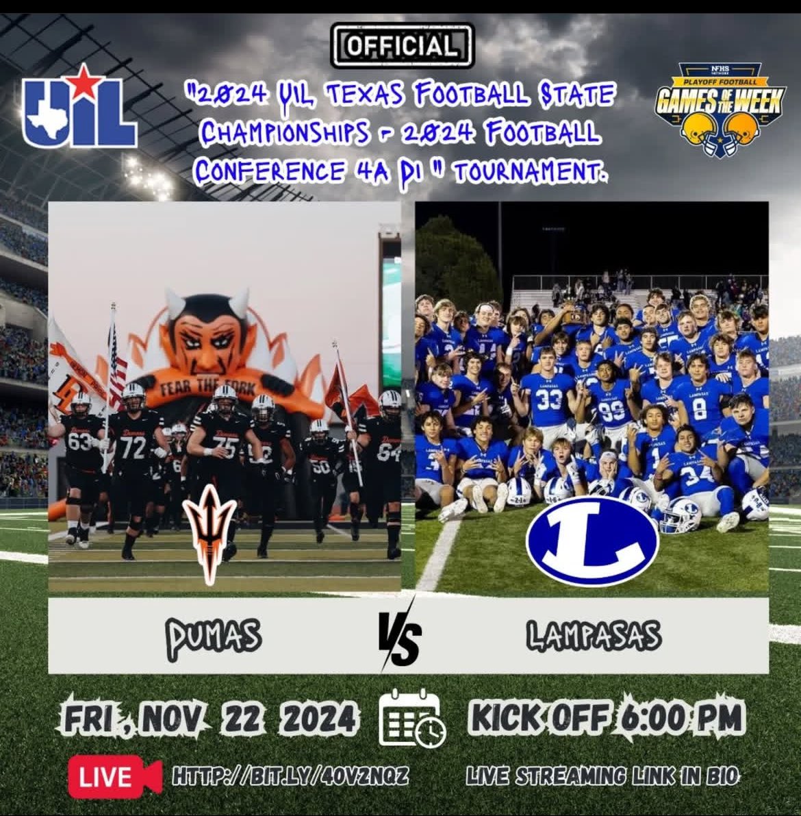 Rnd 2 of playoffs tonight at 6:00 against Dumas at the Mustang Bowl in Andrew’s Tx let’s get this dub
#ETRTW
#BTB