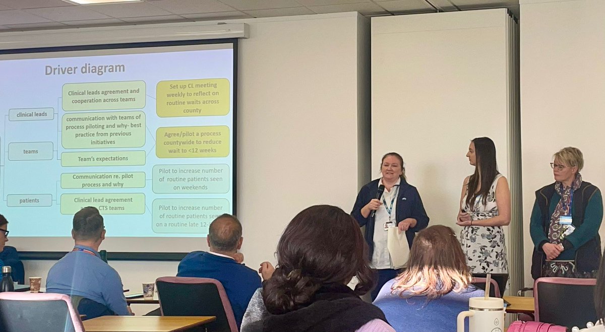 At the Community Celebration and Collaboration Event today.  The CTS team (Community Therapy Service) presenting their project on waiting lists and showing their driver diagram used in their #QI project!