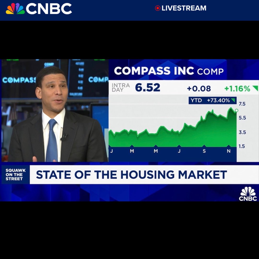 On CNBC, Compass CEO Robert Reffkin shared insights: home sales rose 2.9% in October, but inventory remains 30% below pre-pandemic levels. Compass empowers sellers with tools like Private Exclusives, Coming Soon, and Make Me Sell to list on their terms. bit.ly/3CGTdr0