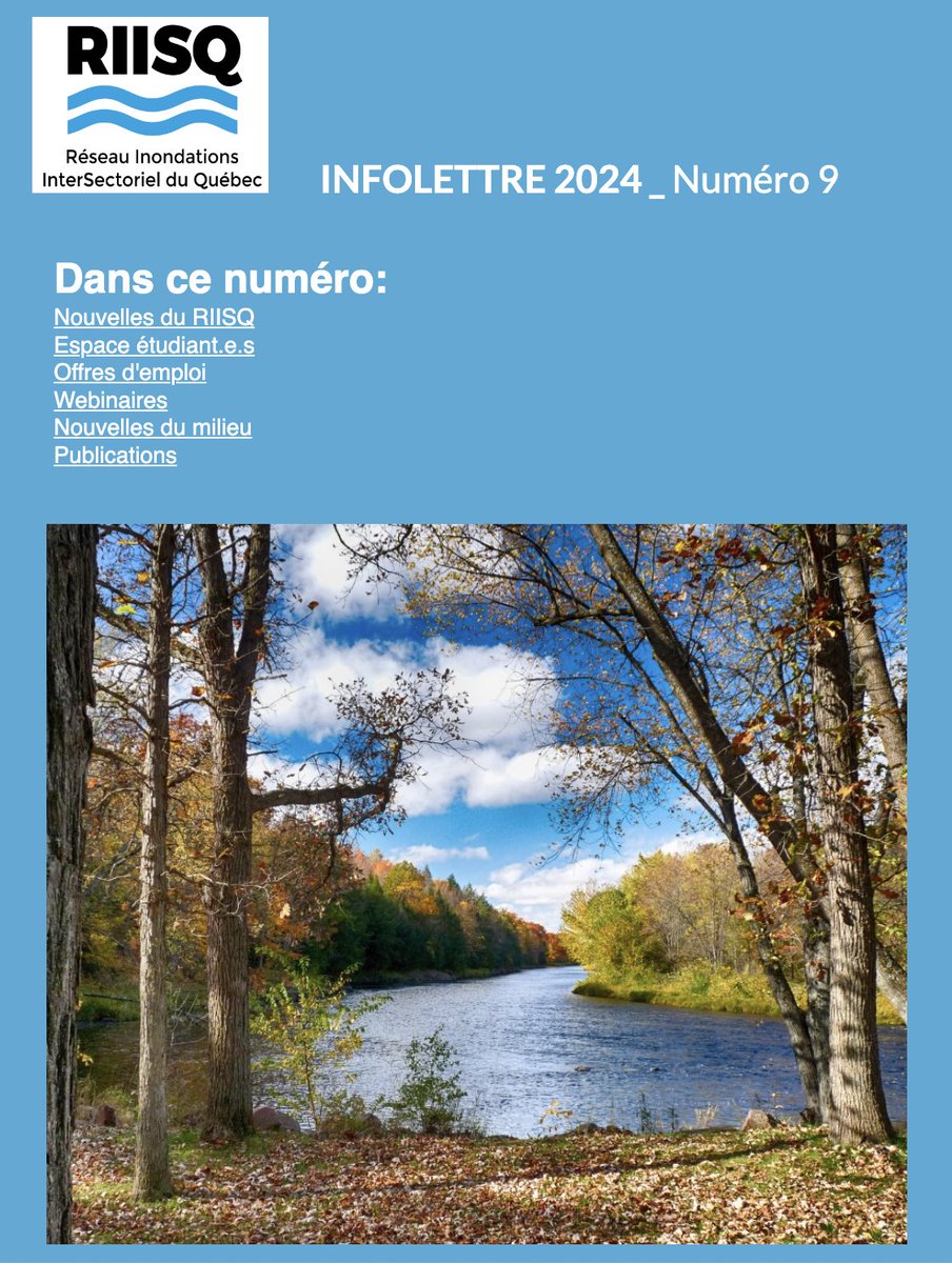 Réseau inondations intersectoriel du Québec (@riisquebec) on Twitter photo Les nouveautés du réseau - appels à propositions, bourses, webinaires, publications - dans l'infolettre du <a href="/RIISQuebec/">Réseau inondations intersectoriel du Québec</a> du mois de novembre.
mailchi.mp/riisq/infolett… Les nouveautés du réseau - appels à propositions, bourses, webinaires, publications - dans l'infolettre du <a href="/RIISQuebec/">Réseau inondations intersectoriel du Québec</a> du mois de novembre.
mailchi.mp/riisq/infolett…
