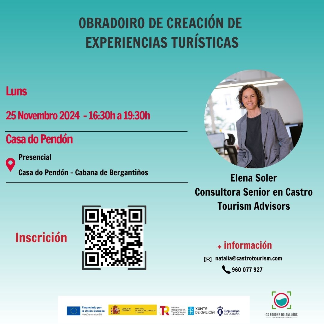 <a href="/CastroTourism/">Castro Tourism Advisors</a> 🎓 Continúan las sesiones formativas del proyecto "Os Fogóns do Anllóns". Elena Soler, consultora senior en @castrotourism, será la encargada de impartir el Taller de Creación de Experiencias Turísticas el próximo lunes.
#formación #formaciónturística #carballomola