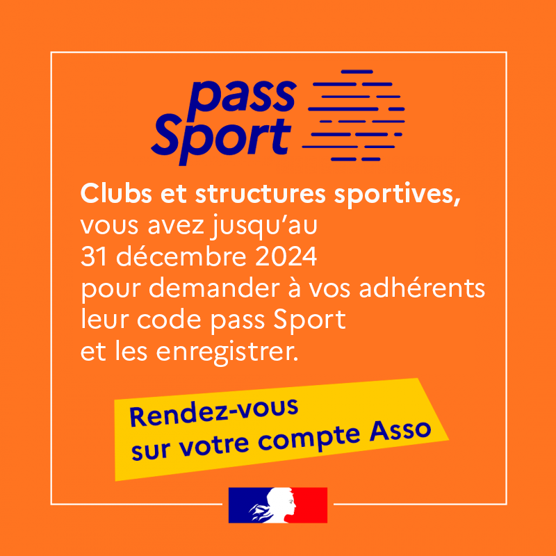 Asso_Gouv's tweet photo. 📲 Clubs et structures sportives, vous pouvez saisir les codes pass Sport en temps réel et jusqu'au 31 décembre 2024 sur https://t.co/4M94oEHLfg https://t.co/gcKab0AlbA