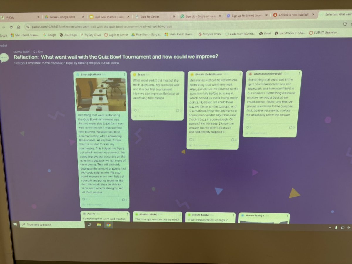 Quiz Bowl Reflection after competing in our first tournament last weekend - amazing <a href="/TaysJrHigh/">Tays Junior High</a>-sportsmanship-thinking-team work!