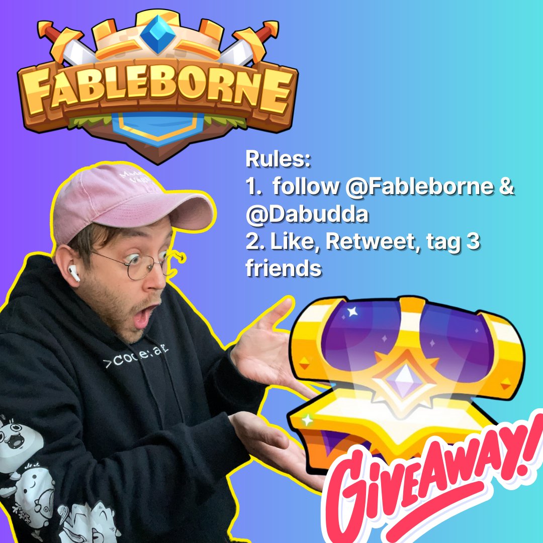 ⚔️ Fableborne Fortune Pass Giveaway! 🔑

Get ready to earn $POWER, $RON, valuable NFTs and much more !!!

How to Enter:
1️⃣ Follow <a href="/fableborne/">Fableborne</a> &amp; <a href="/Dabudda17/">Dabudda | KIND</a> 
2️⃣ Like &amp; Retweet this post ❤️🔁
3️⃣ Tag 3 friends in the comments 👥👥👥

🔮 Don’t miss your shot at fortune—enter now!
