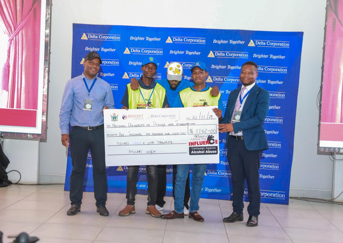 BOOSTFellowship's tweet photo. We’re excited to announce our 1st Runner-Up for the Delta Corporation and The BOOST Fellowship’s Smart drinking and moderation, innovation challenge.

Congratulations to National University of Science and Technology!  - Project Qaphela

#Qaphela #AboveTheInfluence #DrunkDriving https://t.co/Hc0k22ZPmx