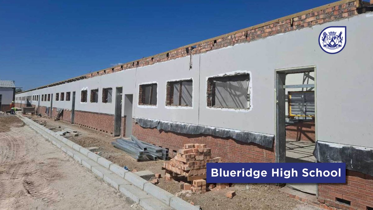 NEW SCHOOL:

We are also making great progress on Blueridge High School, the second school in the Blueridge Education Precinct which will serve the children of Wallacedene!