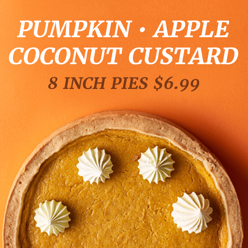 GeorgesMarketDT's tweet photo. Pumpkin, Apple or Coconut Custard Pie only $6.99 each!  #applepie #pumpkinpie #coconutcustardpie https://t.co/BemHnlnnSS