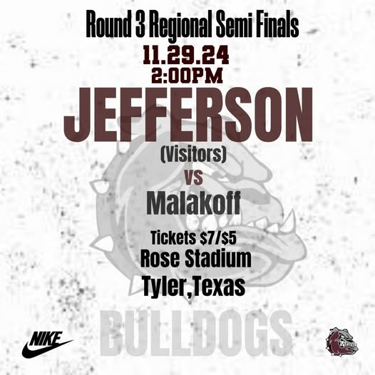 CoachTaylor53's tweet photo. 🏆🏆🏆RD 3 Details!  See you Friday afternoon in Tyler, Bulldog Fans! #PACT #BayouBullies @dctf @TXK_Gameday https://t.co/awMukkWgHT