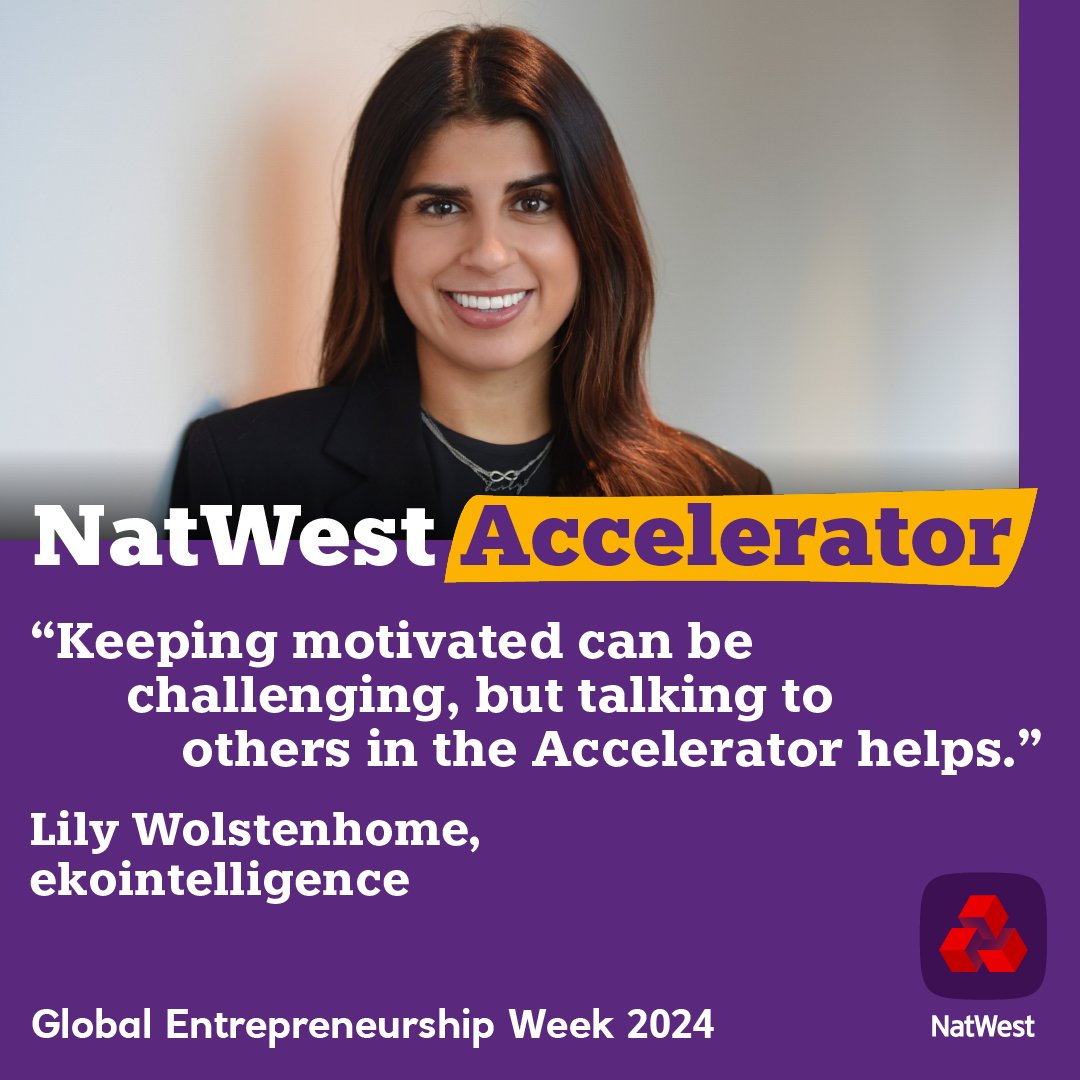 For Global Entrepreneurship Week 2024 we spoke to Lily Wolstenhome, an entrepreneur with the NatWest Accelerator.

Read the full interview: natwest.com/business/insig…

#FemaleEntrepeneur #Entrepreneur #GEW2024