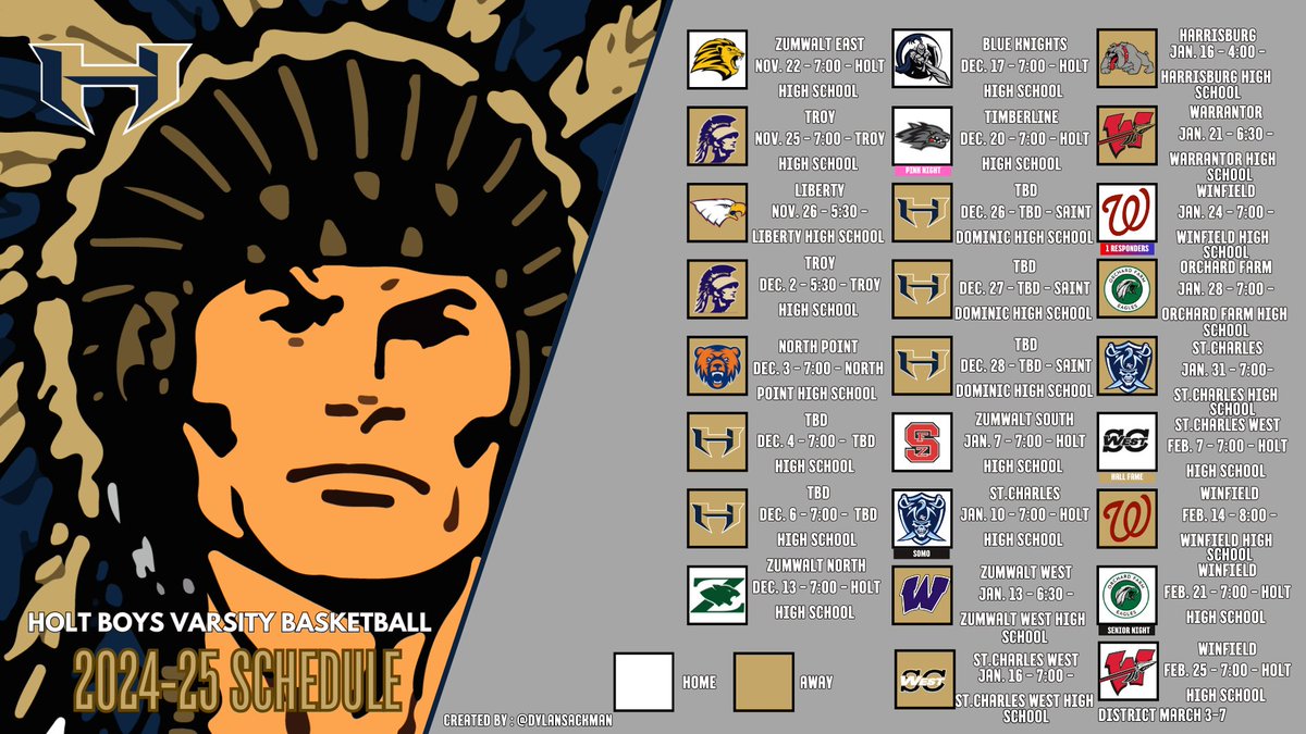 HoltBasketballB's tweet image. Season Schedule!