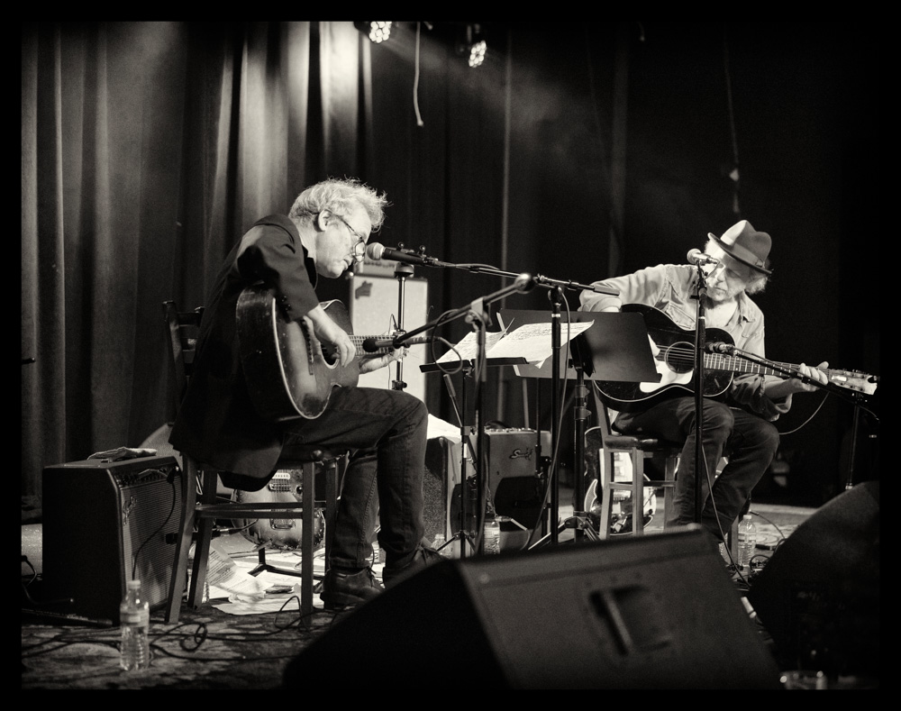 JonKent's tweet image. A pic of @marcribotmusic and Buddy Miller from several years back at the Basement East in Nashville.