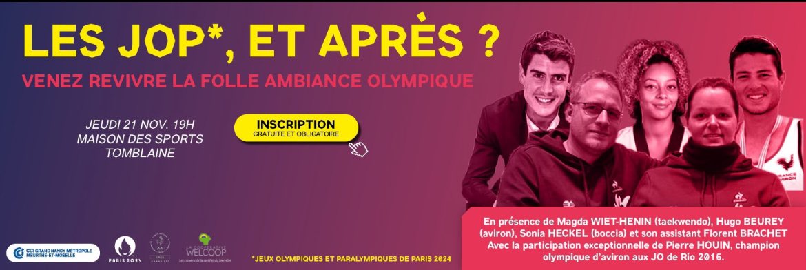 J’ai eu l’occasion d’intervenir à la <a href="/CCI54/">CCI MeurtheetMoselle</a> aux côtés d’autres champions et experts pour échanger sur “Les JOP*, et après ?” Une soirée enrichissante où l’esprit olympique a régné !
 #Nancy