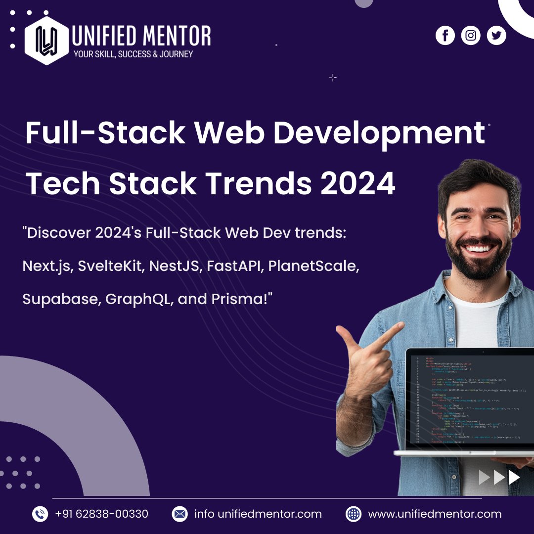 unifiedmentor's tweet image. 🚀 Full-Stack Web Development Trends 2024: Use Next.js, SvelteKit, NestJS, FastAPI, PlanetScale, Supabase, GraphQL, and Prisma for scalable, efficient development.
#FullStackDevelopment #WebDevelopment2024 #Nextjs #SvelteKit #NestJS #FastAPI #PlanetScale #Supabase #GraphQL