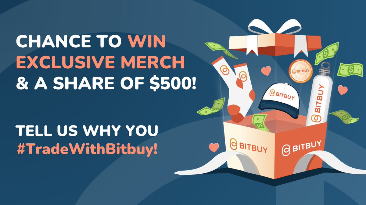 bitbuy's tweet image. Want a chance to win exclusive #Bitbuy merch and a share of $500 CAD? Here’s how to enter:  

• Follow @Bitbuy
• Like + reshare this post
• Reply with a testimonial including why you #TradeWithBitbuy 

We’ll pick 5 winners to win $100 CAD each + a gift box!