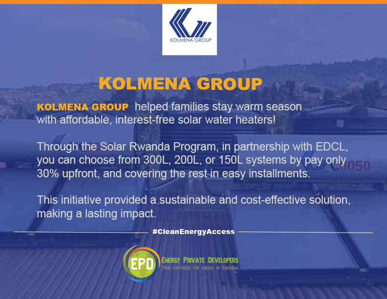 epd_rwanda's tweet photo. @kolmenaltd helped families stay warm with interest-free solar water heaters through the Solar Rwanda Program in partnership with EDCL.
Affordable, sustainable solutions for all!
#SolarSolutions #SustainableLiving #CleanEnergyAccess https://t.co/vzTQsQP0NN