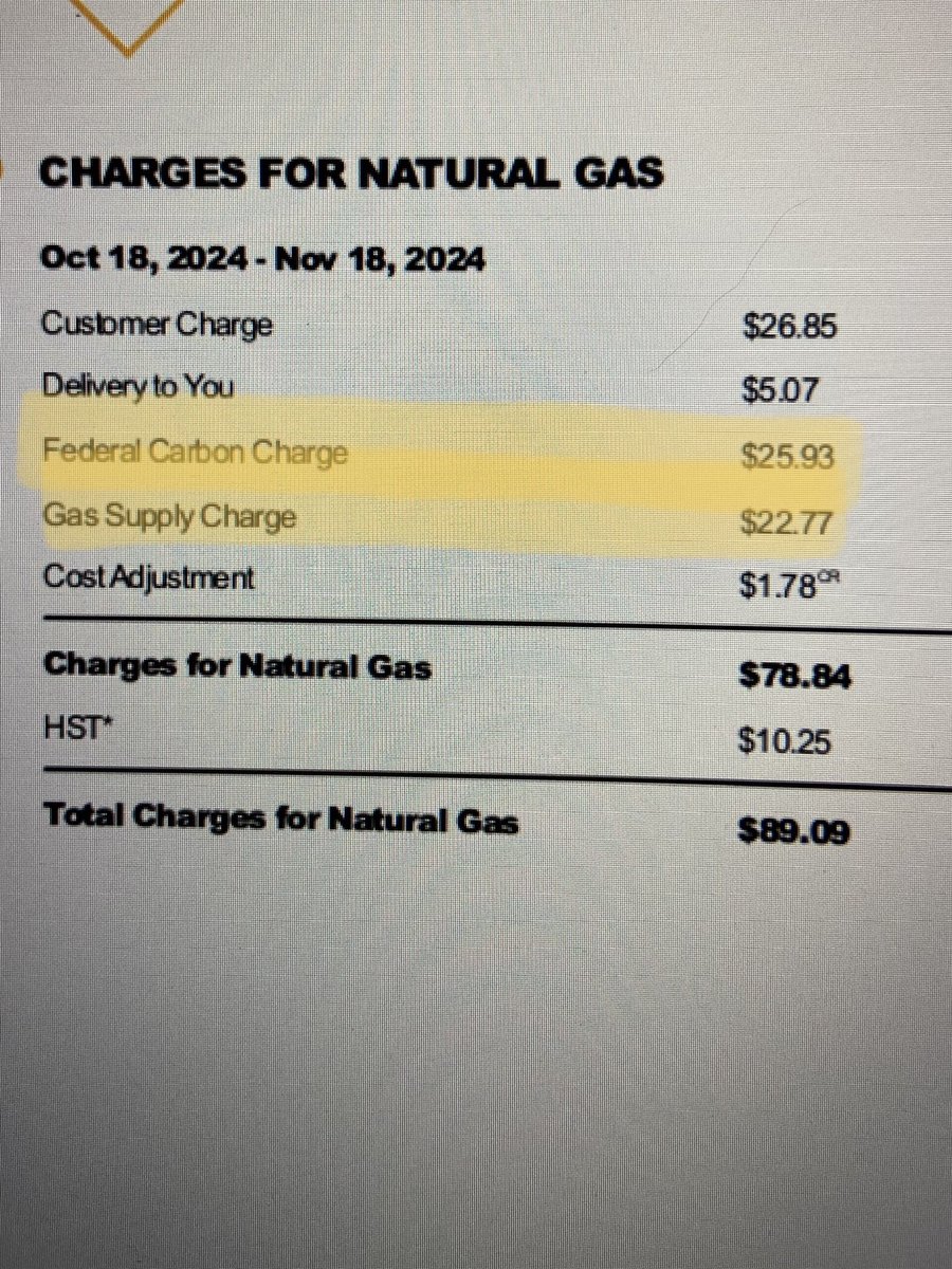 Hey Justin…in the words of Elon Musk. G.F.Y. 

Our household used $22.77 of natural gas. You charged me $25.93 for carbon tax. 
WHY IS THE TAX MORE THAN THE USAGE? 
You are a thief, a liar &amp; all around garbage human. 
#CallAnElectionNow <a href="/PierrePoilievre/">Pierre Poilievre</a> <a href="/CPC_HQ/">Conservative Party</a>